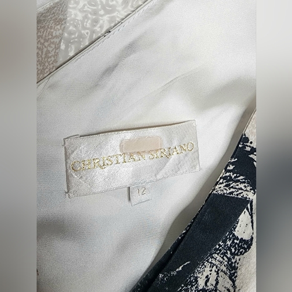 Christian Siriano Full Floral Skirt Dress Off-White and Black Size 12 - Picture 6 of 10